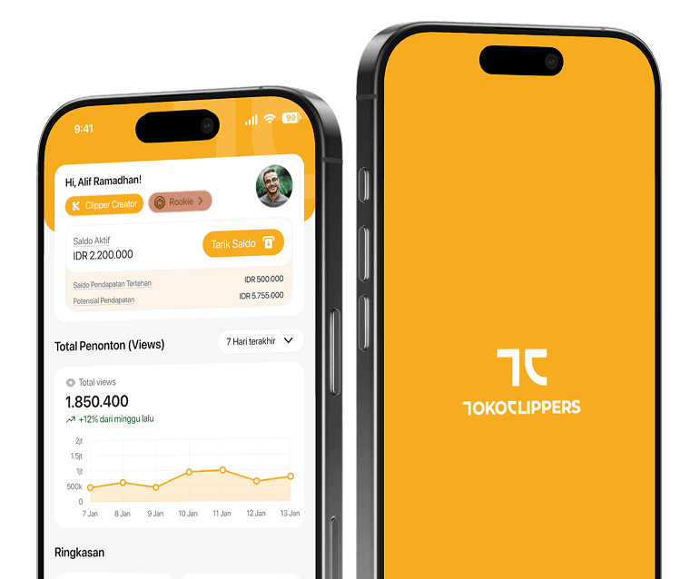 Tampilan aplikasi TokoClippers di handphone